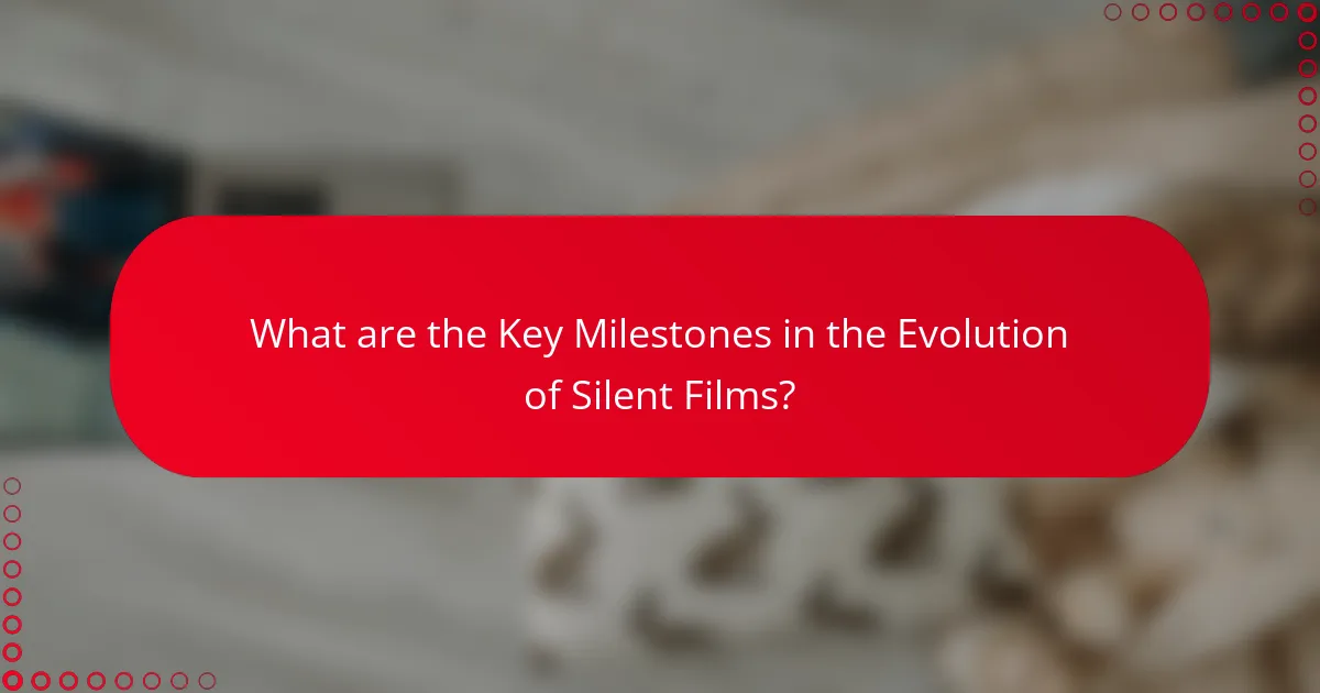 What are the Key Milestones in the Evolution of Silent Films?